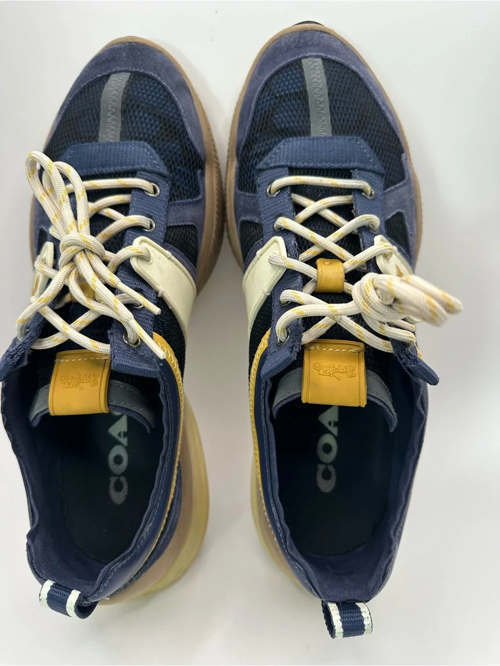 Coach  Navy, Tan & Cream Lace-Up Sneakers